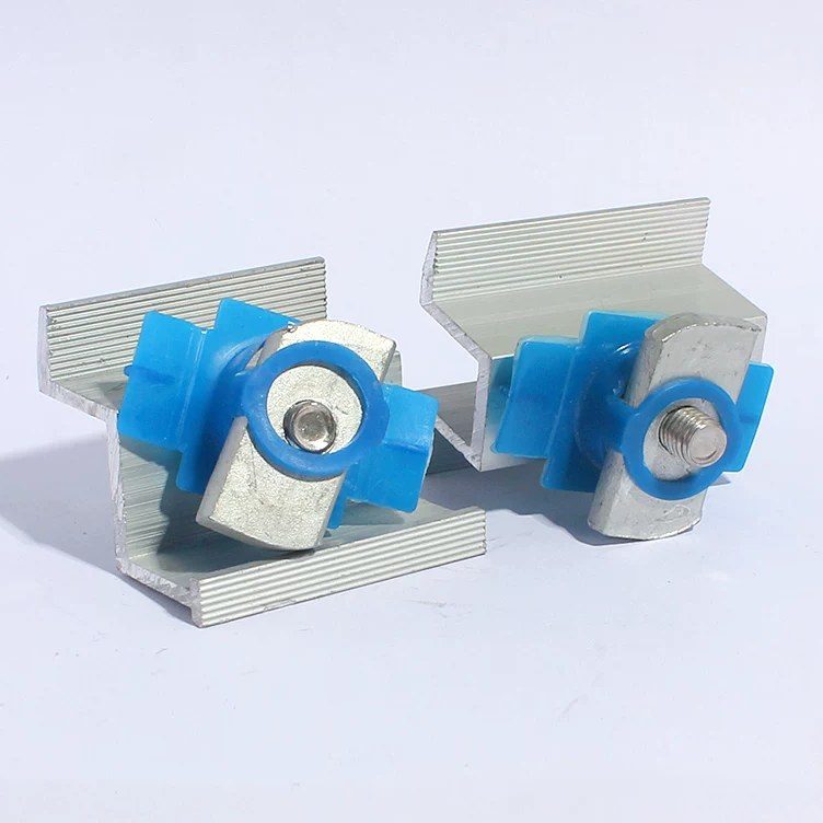 Aluminum mid and end clamps for PV modules